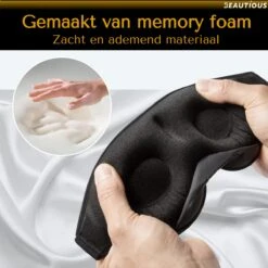 Beautious® Luxe Traagschuim Slaapmasker - Oogmasker - 3D Contouren - 100% Verduisterend - Verstelbaar - Zwart -Voyago Winkel 1200x1200 4384