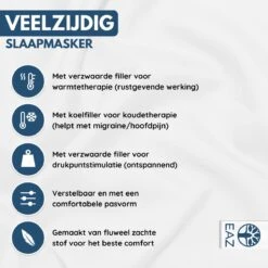 EAZ Verzwaard Slaapmasker - Oogmasker Slaap - Verwarmen En Koelen - Slaapmasker Vrouwen En Mannen - Ontspanning - Migraine - Incl. Luxe Bewaarhoes - Cadeau -Voyago Winkel 1200x1200 4389