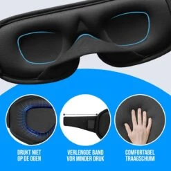 Strex Luxe Slaapmasker - 3D Ergonomisch - 100% Verduisterend - Traagschuim - Slaap Masker - Oog Masker -Voyago Winkel 1200x1200 4397