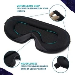 Rivérra Slaapmasker - Vrouwen En Mannen - 3D Oogmasker - 100% Verduisterend - Traagschuim En Zijde - Verstelbaar - Zwart - Blinddoek - Inclusief Reistas En Oordopjes -Voyago Winkel 1200x1200 4424
