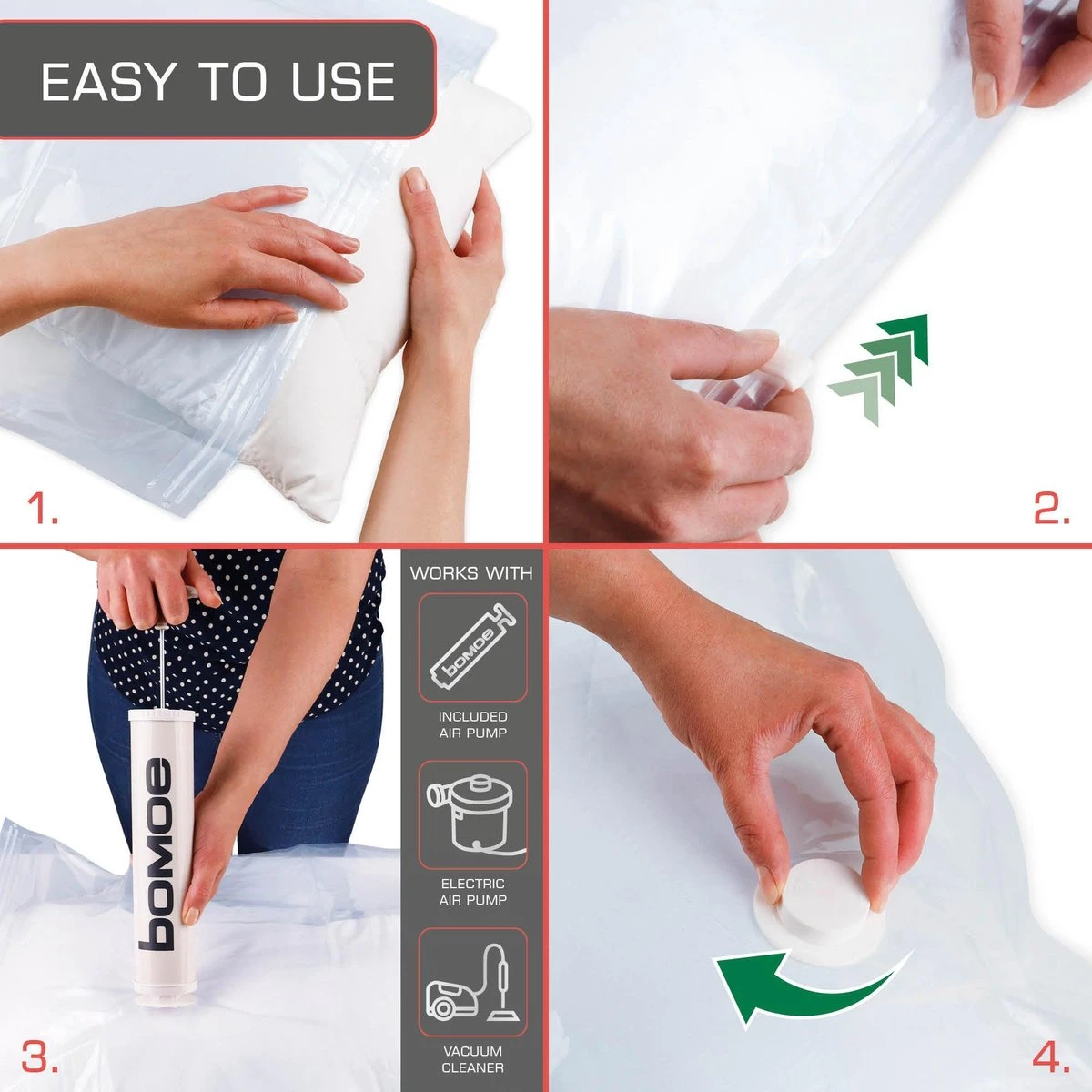 Bomoe Vacuumzakken Kleding Knippa – Set á 12 Stuks Herbruikbaar Vacuum Opbergzakken – Compressiezakken Met Pomp – Vacuum Bags - Maat S 10 Bomoe Vacuumzakken Kleding Knippa – Set á 12 Stuks Herbruikbaar Vacuum Opbergzakken – Compressiezakken Met Pomp – Vacuum Bags - Maat S - Afbeelding 8