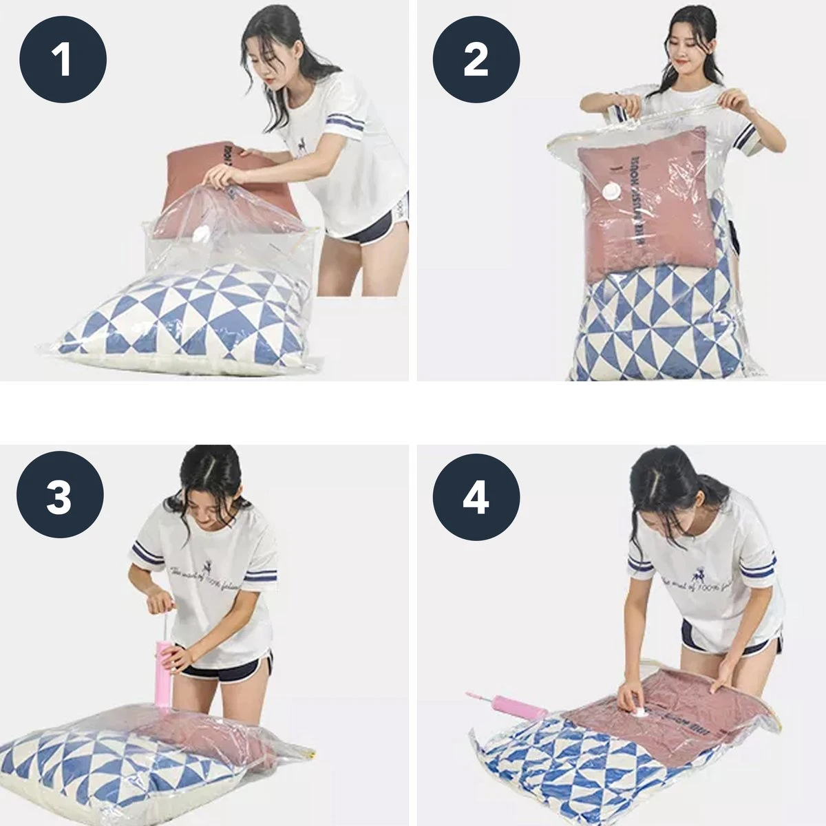 Achaté Vacuümzakken Voor Kleding En Dekbedden - 13 Vacuüm Opbergzakken Inclusief Handpomp 6 Achaté Vacuümzakken Voor Kleding En Dekbedden - 13 Vacuüm Opbergzakken Inclusief Handpomp - Afbeelding 4