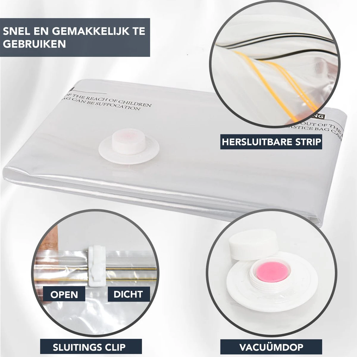 Achaté Vacuümzakken Voor Kleding En Dekbedden - 13 Vacuüm Opbergzakken Inclusief Handpomp 12 Achaté Vacuümzakken Voor Kleding En Dekbedden - 13 Vacuüm Opbergzakken Inclusief Handpomp - Afbeelding 10