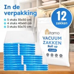 VITAMO Roll Up Vacuüm Opbergzakken - 3 Maten Oprolbare Vacuümzakken - 12 Pack -Voyago Winkel 1200x1200 4491