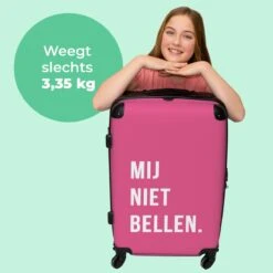 NoBoringSuitcases.com® Koffer Groot - Quotes - Spreuken - Mij Niet Bellen. - Roze - Wit - Trolley Koffer Met TSA-slot - Met Wielen - 90 Liter - Reiskoffer - 66 Cm -Voyago Winkel 1200x1200 450