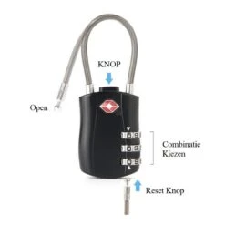 Merkloos 2 TSA Koffersloten - Cijferslot - Bagageslot - Hangslot - Zwart - Flexibel Hangslot - Reisslot - Backpack Reisslot - Travel Cabellock - Kofferslot - TSA Cijferslot - Kabelslot -Voyago Winkel 1200x1200 4538