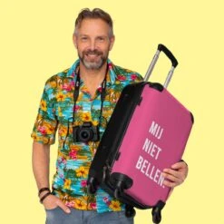 NoBoringSuitcases.com® Koffer Groot - Quotes - Spreuken - Mij Niet Bellen. - Roze - Wit - Trolley Koffer Met TSA-slot - Met Wielen - 90 Liter - Reiskoffer - 66 Cm -Voyago Winkel 1200x1200 454