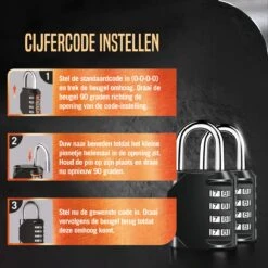 VAIVE Kofferslot - Hangslot - Cijferslot - Slot - Reisslot - Hangslotje - Bagageslot -Voyago Winkel 1200x1200 4547