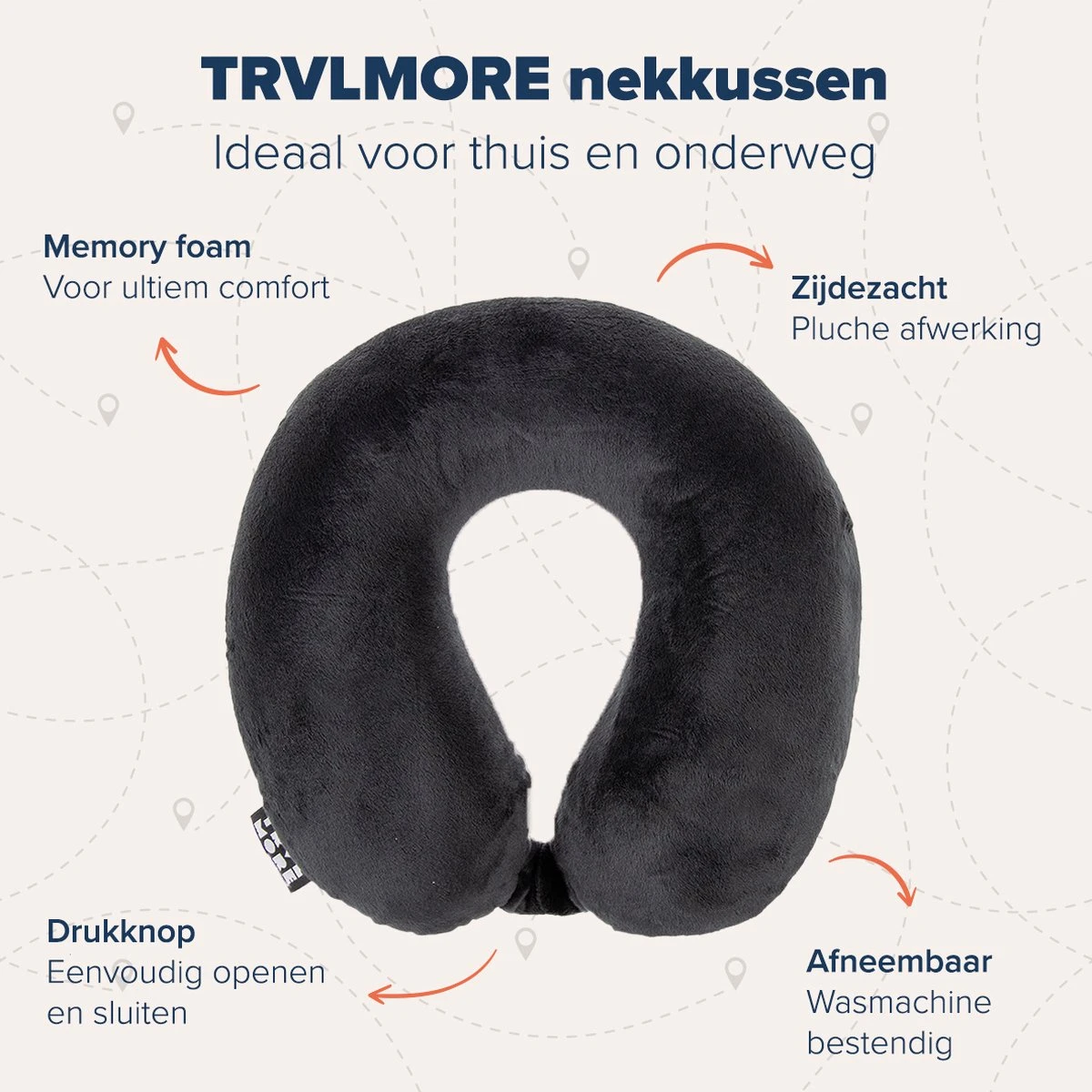 TRVLMORE Nekkussen - Reiskussen Voor Vliegtuig En Auto - U Vorm - Memory Foam - Zwart 4 TRVLMORE Nekkussen - Reiskussen Voor Vliegtuig En Auto - U Vorm - Memory Foam - Zwart - Afbeelding 2