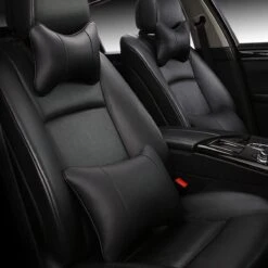 WiseGoods - Nekkussen Autostoel Universeel - Neksteun Auto - Autokussen - Hoofdsteun - Zacht En Comfortabel - Kunstleer - Zwart -Voyago Winkel 1200x1200 4622