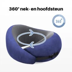 Memory Foam Reiskussen - Nekkussen Voor Vliegtuig & Auto - Neksteun Voor Reizen - Blauw - Inclusief Opergtasje -Voyago Winkel 1200x1200 4623