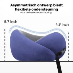 Memory Foam Reiskussen - Nekkussen Voor Vliegtuig & Auto - Neksteun Voor Reizen - Blauw - Inclusief Opergtasje -Voyago Winkel 1200x1200 4625