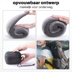 Memory Foam Reiskussen - Inclusief Opergtasje - Grijs -Voyago Winkel 1200x1200 4630