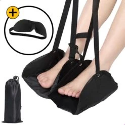 BuyMeGoodZ Voetensteun Voor Op Reis - Vliegtuig Voetensteun - Reis Voetenkussen - Draagbare Vliegtuigbedje - Voetkussen - Reisaccessoire - Inclusief Opberg Tasje - Ontspanning - Comfortabel - Voeten Hangmat Voor Reizen