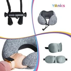 YUNICS® Reiskussen - Nekkussen - NeksteunTraagschuim - Inclusief Oogmasker, Oordopjes En Reistas -Voyago Winkel 1200x1200 4659