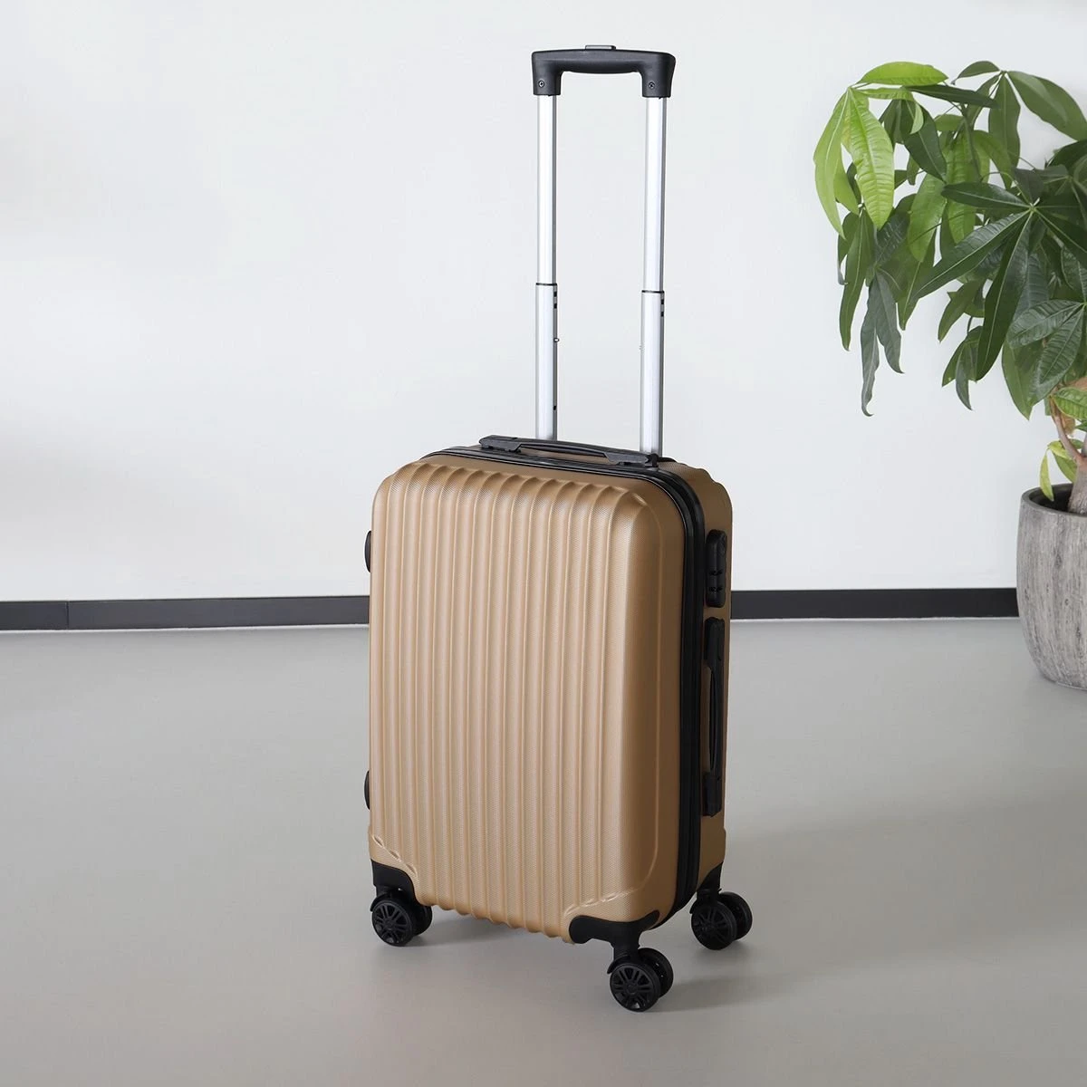 Handbagage Koffer 55cm Goud 4 Wielen Trolley Met Pin 3 Handbagage Koffer 55cm Goud 4 Wielen Trolley Met Pin