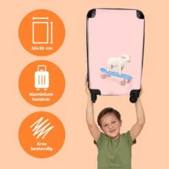 NoBoringSuitcases.com® Kinderkoffer - Trolley Kinderen - Varken - Roze - Skateboard - Kinderen - Meisje - Koffer Dieren - Past Binnen 55x40x20 Cm En 55x35x25 Cm - Reiskoffer Met Wielen -Voyago Winkel 1200x1200 48