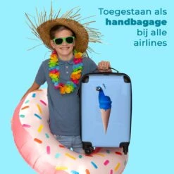 NoBoringSuitcases.com® Koffer - Reiskoffer Met Wielen - Pauw - IJshoorntjes - Blauw - IJs - Vogel - Handbagage Trolley - Past Binnen 55x40x20 Cm En 55x35x25 Cm - Fotokoffer -Voyago Winkel 1200x1200 585