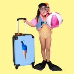 NoBoringSuitcases.com® Koffer - Reiskoffer Met Wielen - Pauw - IJshoorntjes - Blauw - IJs - Vogel - Handbagage Trolley - Past Binnen 55x40x20 Cm En 55x35x25 Cm - Fotokoffer -Voyago Winkel 1200x1200 586