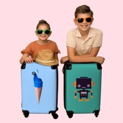 NoBoringSuitcases.com® Koffer - Reiskoffer Met Wielen - Pauw - IJshoorntjes - Blauw - IJs - Vogel - Handbagage Trolley - Past Binnen 55x40x20 Cm En 55x35x25 Cm - Fotokoffer -Voyago Winkel 1200x1200 587