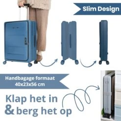 Asyam Units- Handbagage- Invouwbaar- Koffer- Koffer 38L- Spinner Wielen- TSA Slot- Lichtgewicht- Blauw -Voyago Winkel 1200x1200 634