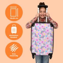 NoBoringSuitcases.com® Koffer - Eenhoorn - Meisje - Patroon - Hartje - Past Binnen 55x40x20 Cm En 55x35x25 Cm - Handbagage - Trolley - Fotokoffer - Cabin Size - Print -Voyago Winkel 1200x1200 661