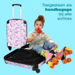 NoBoringSuitcases.com® Koffer - Eenhoorn - Meisje - Patroon - Hartje - Past Binnen 55x40x20 Cm En 55x35x25 Cm - Handbagage - Trolley - Fotokoffer - Cabin Size - Print -Voyago Winkel 1200x1200 663