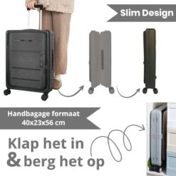 Asyam Units- Handbagage- Invouwbaar- Koffer- Koffer 38L- Spinner Wielen- TSA Slot- Lichtgewicht- Zwart -Voyago Winkel 1200x1200 744