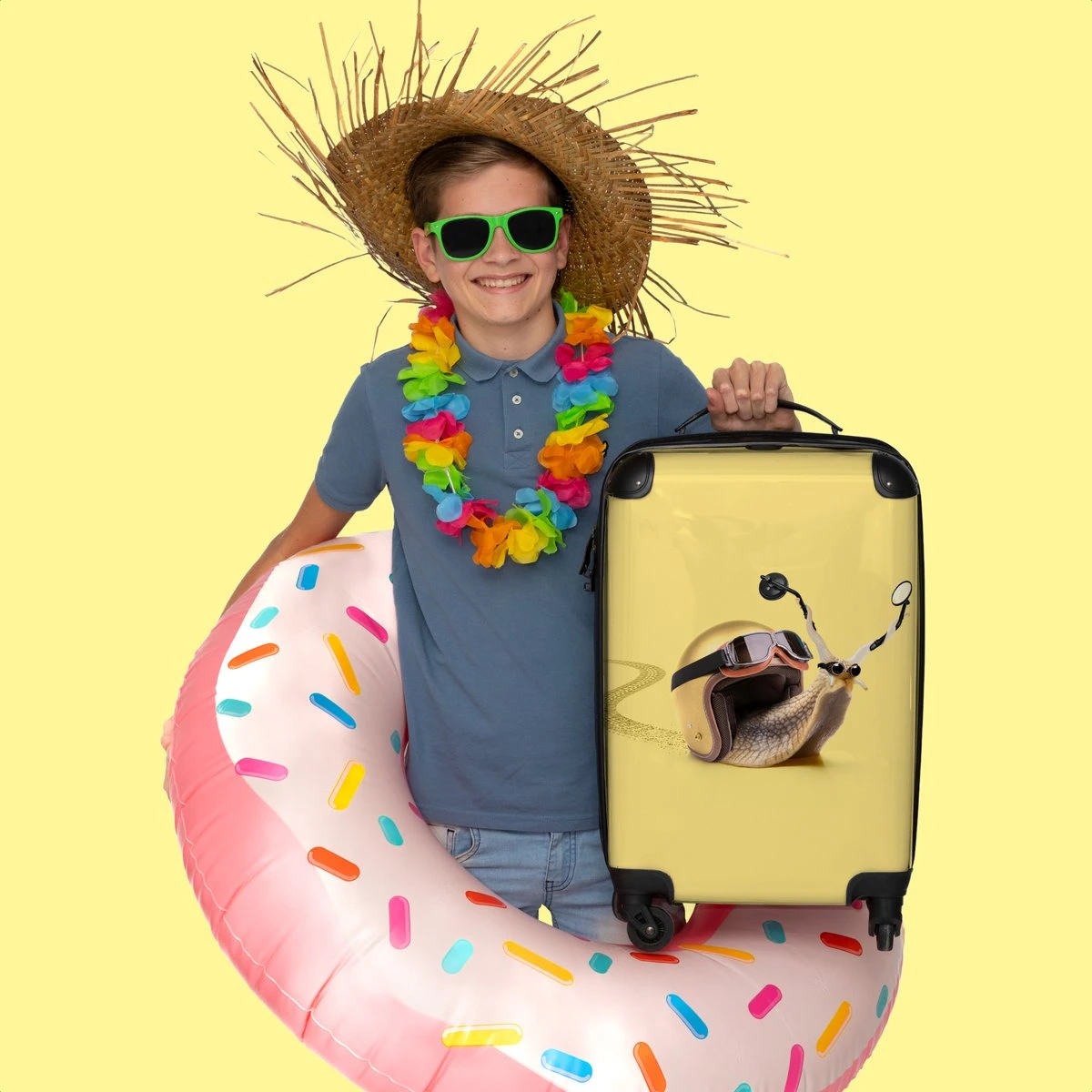 NoBoringSuitcases.com® Koffer - Slak - Helm - Racen - Kinderen - Past Binnen 55x40x20 Cm En 55x35x25 Cm - Handbagage - Trolley - Fotokoffer - Cabin Size - Print 8 NoBoringSuitcases.com® Koffer - Slak - Helm - Racen - Kinderen - Past Binnen 55x40x20 Cm En 55x35x25 Cm - Handbagage - Trolley - Fotokoffer - Cabin Size - Print - Afbeelding 6