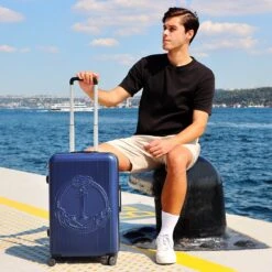 Handbagage Koffer 22"- Reiskoffer Met Wielen - Handbagage Trolley -Harde Reiskoffer- Trolley Met Gevoerde Binnekant- Marineblauw -Voyago Winkel 1200x1200 918