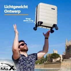 CabinMax Handbagage Koffer - Trolley 30L - Harde Reiskoffer - 45x36x20cm - Lichtgewicht - Groot Capaciteit - Wit -Voyago Winkel 1200x1200 943
