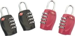 TSA Kofferslot 4 Cijfers - Reisslot - Reis Cijferslot - Cijferhangslot - Hangslot - Bagageslotjes - Slot Voor Bagage : Zwart & Rood - 4 Stuks