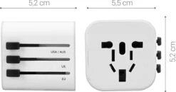 Kwmobile Wereldstekker Universeel - Reisstekker Geschikt Voor De Hele Wereld - Europa, Verenigde Staten, Afrika, Australië En Azië - Wit -Voyago Winkel 1200x633 2