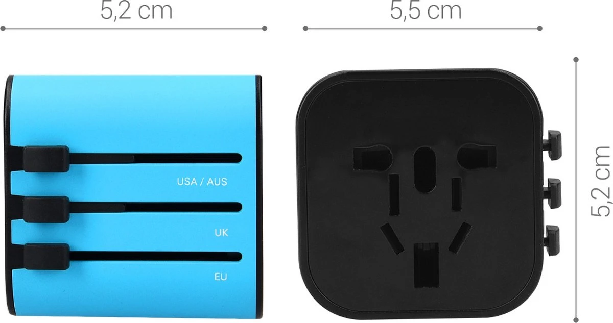 Kwmobile Wereldstekker Universeel - Reisstekker Geschikt Voor De Hele Wereld - Europa, Verenigde Staten, Afrika, Australië En Azië - Blauw 8 Kwmobile Wereldstekker Universeel - Reisstekker Geschikt Voor De Hele Wereld - Europa, Verenigde Staten, Afrika, Australië En Azië - Blauw - Afbeelding 6