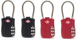 TSA Kofferslot 3 Cijfers - Reisslot - Reis Cijferslot - Cijferhangslot - Hangslot - Bagageslotjes - Slot Voor Bagage - Zwart & Rood - 4 Stuks
