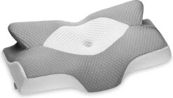 Elviros Cervicale Contour Memory Foam Kussen Voor Nekpijn Orthopedisch Nekkussen Voor Schouderpijn Ergonomisch Hoofdneksteunkussen Voor Zij-/Rug/Buikslapers Met Afneembare Hoes (Grijs)