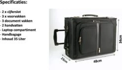 Zakelijke Handbagage Zwart - Laptopvak - Documentenvak - Businesstrolley - Pilotenkoffer - Laptop Trolley -Voyago Winkel 1200x687 1