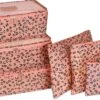Packing Cubes Set 6-delig - Travel Bag - Kleding Organiser Set - Opbergzakken - Inpak Kubussen - Backpack Cubes - Reizen - Pattern - Pink Tijgerprint - Roze -Voyago Winkel 1200x707 3
