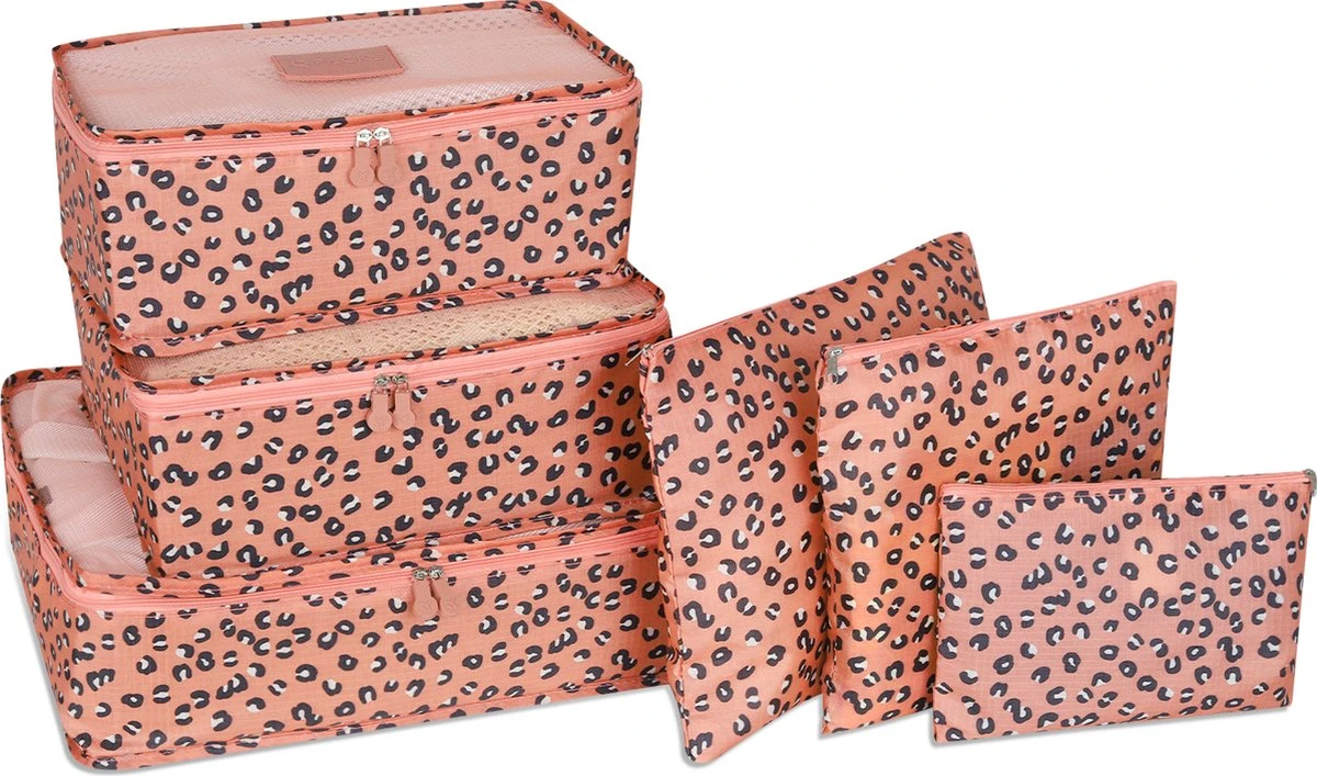 Packing Cubes Set 6-delig - Travel Bag - Kleding Organiser Set - Opbergzakken - Inpak Kubussen - Backpack Cubes - Reizen - Pattern - Pink Tijgerprint - Roze 3 Packing Cubes Set 6-delig - Travel Bag - Kleding Organiser Set - Opbergzakken - Inpak Kubussen - Backpack Cubes - Reizen - Pattern - Pink Tijgerprint - Roze