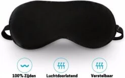 KELERINO. Zijden Slaapmasker - Verstelbaar - Mannen / Vrouwen - Nacht - Zwart -Voyago Winkel 1200x754 6