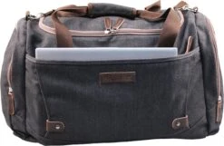 Yakfield - Reistas - Weekendtas - Kado - Dames En Heren - Canvas - Vintage Zwart Antraciet Grijs - Compact Middelgroot Model - 35 Liter Duffelbag - 5 Opbergvakken - 52x30x20 Cm -Voyago Winkel 1200x780 1