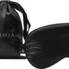 SIMIA™ Premium Zijden Slaapmasker + Opbergzakje - 100% Verduisterend Oogmasker - Verstelbaar - Blinddoek - Zijdezacht - Anti-Rimpel - Cadeau Tip - Zwart