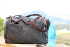 Yakfield - Reistas - Weekendtas - Kado - Dames En Heren - Canvas - Vintage Zwart Antraciet Grijs - Compact Middelgroot Model - 35 Liter Duffelbag - 5 Opbergvakken - 52x30x20 Cm -Voyago Winkel 1200x800 123