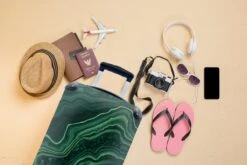 MuchoWow® Koffer - Marmer - Groen - Lijn - Past Binnen 55x40x20 Cm En 55x35x25 Cm - Handbagage - Trolley - Fotokoffer - Cabin Size - Print -Voyago Winkel 1200x800 66