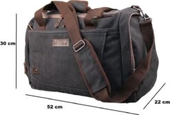 Yakfield - Reistas - Weekendtas - Kado - Dames En Heren - Canvas - Vintage Zwart Antraciet Grijs - Compact Middelgroot Model - 35 Liter Duffelbag - 5 Opbergvakken - 52x30x20 Cm -Voyago Winkel 1200x810 1
