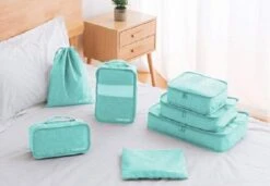 Merkloos Luxe Packing Cubes Set - Uitgebreide 7 Delige Set - Kleding Organizer Voor Koffer En Backpack - Bagage Organizers Voor Kleding - Ondergoed - Schoenen - Elektronica - Waszak - Blauw -Voyago Winkel 1200x829 9