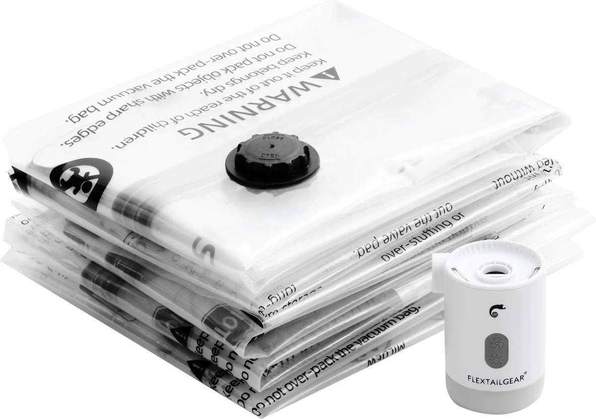 Flextail Gear Vacuüm Opbergzakken Voor Kleding - 60x40 Cm - 4 Stuks 4 Flextail Gear Vacuüm Opbergzakken Voor Kleding - 60x40 Cm - 4 Stuks - Afbeelding 2