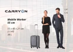 CarryOn Mobile Worker Handbagage Koffer 55cm TSA | Zakelijke Trolley Met Laptopvak Grijs -Voyago Winkel 1200x847