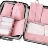 Somstyle Packing Cubes Set 7-Delig - Kleding Organizer Voor Reis Koffer, Backpack En Tas - Travel Bag Opbergzakken - Pack Compression Cubes - Geschikt Voor Kleding, Schoenen En Elektronica - Roze