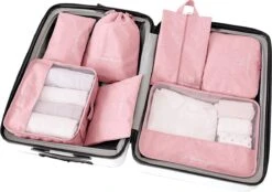 Somstyle Packing Cubes Set 7-Delig - Kleding Organizer Voor Reis Koffer, Backpack En Tas - Travel Bag Opbergzakken - Pack Compression Cubes - Geschikt Voor Kleding, Schoenen En Elektronica - Roze